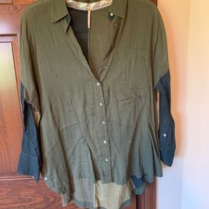 Free people multi-colored button down